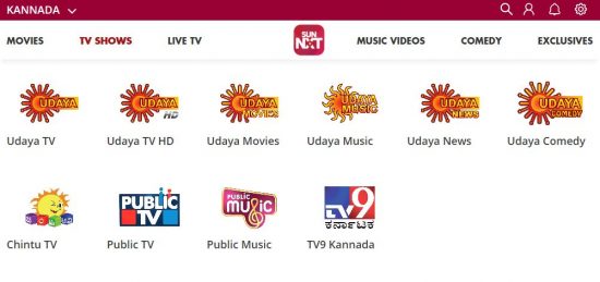 live tv channels sun nxt application